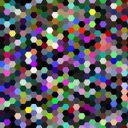 Grid of randomly colored hexagons